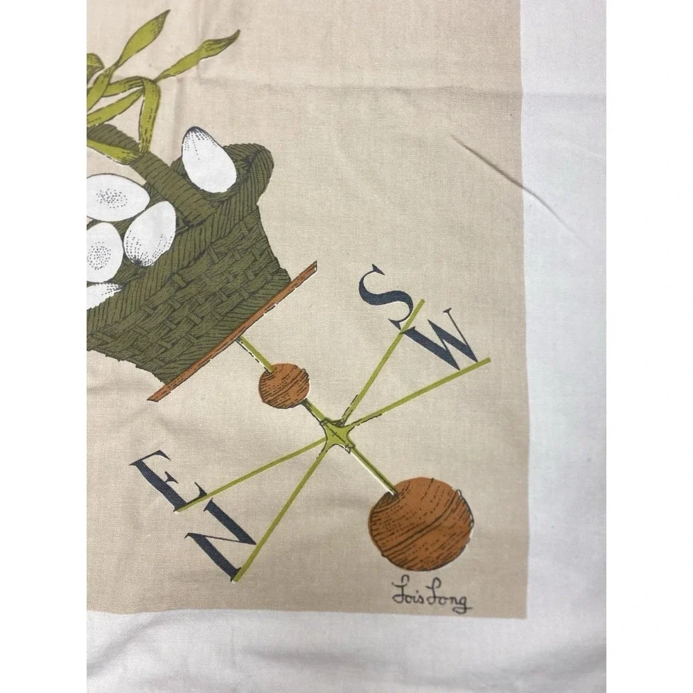 Vintage MCM Lois Long Linen Tablecloth 64